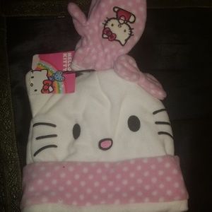 Hello Kitty Hat & Mittens Set for Little Girls  New